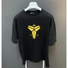 Amor Man Tam Siyah Bol Kesim Bryant 24 Dijital Baskılı Oversize Renk Atmayan Erkek Tşört