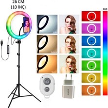 Renksan MJ26 10INÇ Rgb LED Selfie Işığı Tripot Kumandalı Ring Lıght