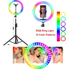 Renksan MJ26 10INÇ Rgb LED Selfie Işığı Tripot Kumandalı Ring Lıght