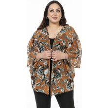 Disentis Modest Büyük Beden Yarasa Kol Şifon Turuncu Ceket