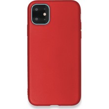 Hesaplı Dünya iPhone 11 Kılıf Mat Renkli Esnek Silikon Kırmızı Renk Prm