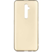 Hesaplı Dünya Oppo Reno 2z Kılıf Mat Renkli Esnek Silikon Gold Renk Prm
