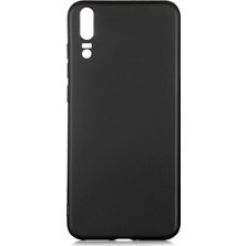 Hesaplı Dünya Huawei P20 Kılıf Mat Renkli Esnek Silikon Siyah Renk Prm