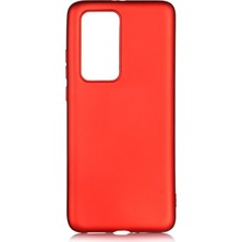 Hesaplı Dünya Huawei P40 Pro Kılıf Mat Renkli Esnek Silikon Kırmızı Renk Prm