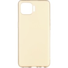 Hesaplı Dünya Oppo Reno 4 Lite Kılıf Mat Renkli Esnek Silikon Gold Renk Prm