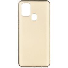 Hesaplı Dünya Samsung Galaxy A21S Kılıf Mat Renkli Esnek Silikon Gold Renk Prm