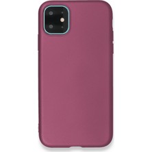 Hesaplı Dünya iPhone 11 Pro Max Kılıf Mat Renkli Esnek Silikon Mürdüm Renk Prm