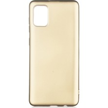 Hesaplı Dünya Samsung Galaxy A31 Kılıf Mat Renkli Esnek Silikon Gold Renk Prm