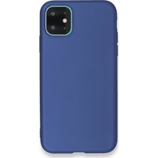 Hesaplı Dünya iPhone 11 Pro Max Kılıf Mat Renkli Esnek Silikon Lacivert Renk Prm