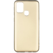 Hesaplı Dünya Samsung Galaxy M31 Kılıf Mat Renkli Esnek Silikon Gold Renk Prm
