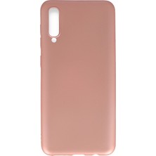 Hesaplı Dünya Samsung Galaxy A50 Kılıf Mat Renkli Esnek Silikon Rosegold Renk Prm