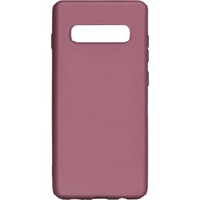 Hesaplı Dünya Samsung Galaxy S10 Kılıf Mat Renkli Esnek Silikon Mürdüm Renk Prm