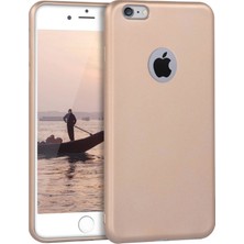 Hesaplı Dünya iPhone 7 Kılıf Mat Renkli Esnek Silikon Gold Renk Prm