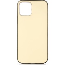 Hesaplı Dünya iPhone 12 Kılıf Mat Renkli Esnek Silikon Gold Renk Prm