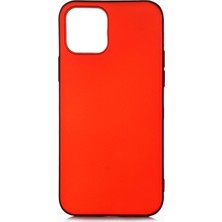 Hesaplı Dünya iPhone 12 Kılıf Mat Renkli Esnek Silikon Kırmızı Renk Prm