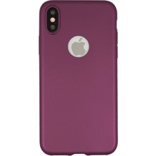 Hesaplı Dünya iPhone Xs Max Kılıf Mat Renkli Esnek Silikon Mürdüm Renk Prm