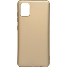 Hesaplı Dünya Samsung Galaxy A51 Kılıf Mat Renkli Esnek Silikon Gold Renk Prm