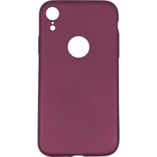 Hesaplı Dünya iPhone Xr Kılıf Mat Renkli Esnek Silikon Mürdüm Renk Prm