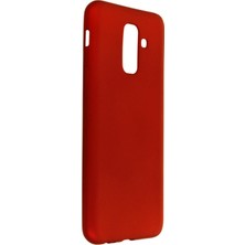 Hesaplı Dünya Samsung Galaxy J8 Kılıf Mat Renkli Esnek Silikon Kırmızı Renk Prm