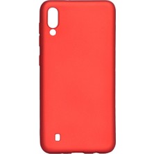Hesaplı Dünya Samsung Galaxy M10 Kılıf Mat Renkli Esnek Silikon Kırmızı Renk Prm