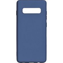 Hesaplı Dünya Samsung Galaxy S10 Kılıf Mat Renkli Esnek Silikon Lacivert Renk Prm