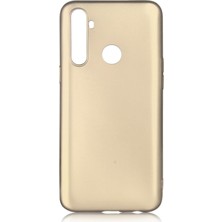 Hesaplı Dünya Realme 5i Kılıf Mat Renkli Esnek Silikon Gold Renk Prm