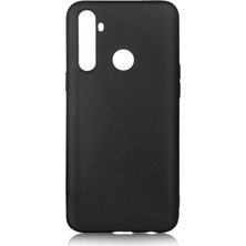 Hesaplı Dünya Realme 5i Kılıf Mat Renkli Esnek Silikon Siyah Renk Prm