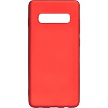 Hesaplı Dünya Samsung Galaxy S10 Kılıf Mat Renkli Esnek Silikon Kırmızı Renk Prm