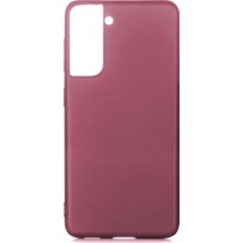 Hesaplı Dünya Samsung Galaxy S21 Plus Kılıf Mat Renkli Esnek Silikon Mürdüm Renk Prm