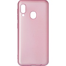 Hesaplı Dünya Samsung Galaxy A20 Kılıf Mat Renkli Esnek Silikon Rosegold Renk Prm