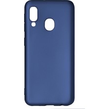 Hesaplı Dünya Samsung Galaxy A20E Kılıf Mat Renkli Esnek Silikon Lacivert Renk Prm