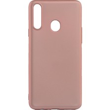 Hesaplı Dünya Samsung Galaxy A20S Kılıf Mat Renkli Esnek Silikon Rosegold Renk Prm