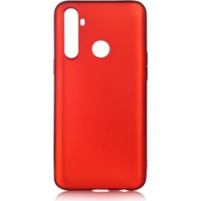 Hesaplı Dünya Realme 5i Kılıf Mat Renkli Esnek Silikon Kırmızı Renk Prm