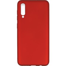 Hesaplı Dünya Samsung Galaxy A50 Kılıf Mat Renkli Esnek Silikon Kırmızı Renk Prm