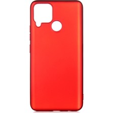 Hesaplı Dünya Realme C15 Kılıf Mat Renkli Esnek Silikon Kırmızı Renk Prm