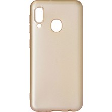 Hesaplı Dünya Samsung Galaxy A20E Kılıf Mat Renkli Esnek Silikon Gold Renk Prm