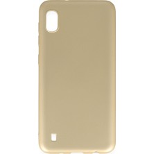 Hesaplı Dünya Samsung Galaxy A10 Kılıf Mat Renkli Esnek Silikon Gold Renk Prm
