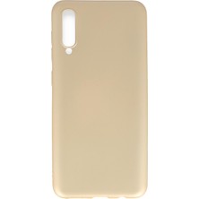 Hesaplı Dünya Samsung Galaxy A50 Kılıf Mat Renkli Esnek Silikon Gold Renk Prm