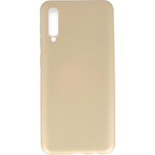 Hesaplı Dünya Samsung Galaxy A70 Kılıf Mat Renkli Esnek Silikon Gold Renk Prm