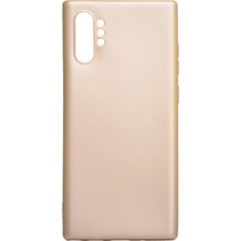 Hesaplı Dünya Samsung Galaxy Note 10 Plus Kılıf Mat Renkli Esnek Silikon Gold Renk Prm
