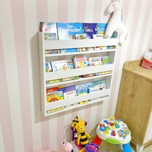 Venice Home Montessori Eğitici Çocuk Kitaplığı Mat Beyaz Mdf, 3 Katlı Montessori Kitaplık