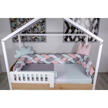 Mini Baby 4'lü Örgülü Pastel Pembe Montessori Bebek-Çocuk Uyku Seti