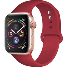 Bagies Apple Watch Uyumlu 2 42MM Kayış Spor Silikon Kordon - Bordo