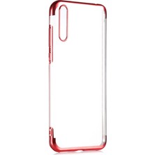 Zore Huawei P Smart S (Y8P) Kılıf Zore Dört Köşeli Lazer Silikon Kılıf Kırmızı