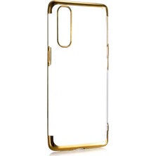 Zore Oppo Reno 3 Pro Kılıf Zore Dört Köşeli Lazer Silikon Kılıf Gold