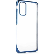 Zore Galaxy S20 Kılıf Zore Dört Köşeli Lazer Silikon Kılıf Mavi