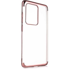 Zore Galaxy S20 Ultra Kılıf Zore Dört Köşeli Lazer Silikon Kılıf Rose Gold