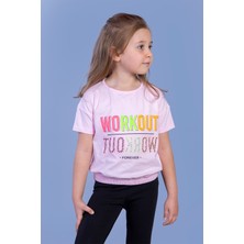 Toontoy Kids Toontoy Kız Çocuk Workout Baskılı Taş Işlemeli Tişört