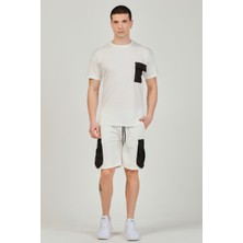 Mascarano Erkek Şort T-Shirt Cepli Eşofman Takımı - Beyaz