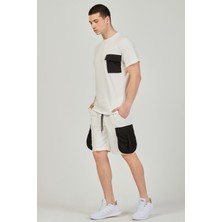 Mascarano Erkek Şort T-Shirt Cepli Eşofman Takımı - Beyaz